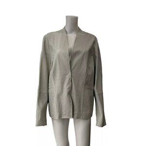 Escada White Ivory Perforated Blazer Lorelis Jacket size 14/GER 46 Leather